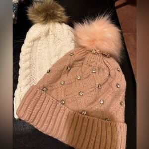 NWOT - Bejeweled Fleece Lined Knit Cap  and Unlined Knit Cap